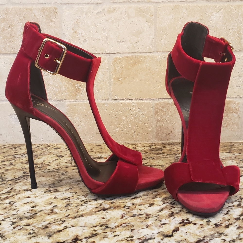 Giuseppe Zanotti Scarlet Red Velvet Stilettos